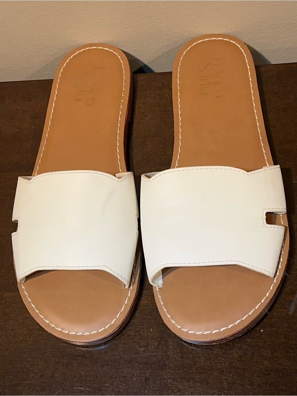 Franco Sarto Romana J0112S1100 Slide Womens US 8.5 White Leather Sandals GAL1695